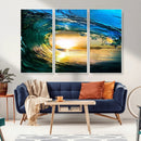 Ocean Wave at Sunset Canvas Art, Large Wall Print of Vibrant