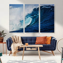 Ocean Wave at Sunset Canvas Art, Large Wall Print of Vibrant