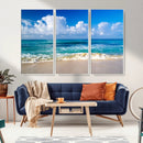 Tropical Beach 3-Panel Canvas Wall Art – Serene Ocean Waves