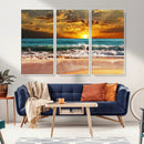 Golden Sunset Beach Canvas Wall Art – Triptych Seascape by MyGreatCanvas | Canvas Wall Art Prints | Photo Prints & Wall Decor