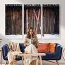 Vintage Ski Gear Canvas Print, Vintage Ski Gear Against