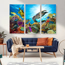 Aquatic Life Sea Turtles Fish Wall Art Canvas Print