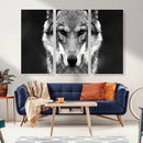 Black and White Wild Wolf Wall Art Canvas Print