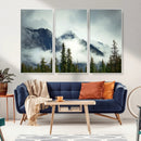 Mountain Mist Canvas Wall Art Print | 3-Panel Foggy Forest