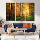 Sunlight Through Trees Wall Art Canvas Print - Autumn Forest
