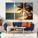 Sunset Palm Trees Wall Art Canvas Print