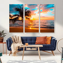Palm Tree Sunset On The Beach Wall Art Canvas, Framed Palm by MyGreatCanvas | Canvas Wall Art Prints | Photo Prints & Wall Decor