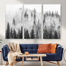 Forest Wall Art Print | Foggy Pine Forest Canvas Wall Art -
