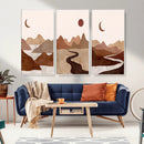 Boho Wall Art Canvas Print Set Mid-Century Prints Bohemian