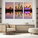 Colorful Dallas City Lights Night Skyline Wall Art Print