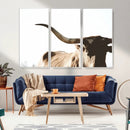 Texas Longhorn Wall Art Canvas Print | 3-Panel Large