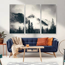 Large Foggy Mountain Forest Wall Art Canvas Print | Misty