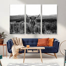 Black and White Highland Cow Canvas Wall Art, Longhorn by MyGreatCanvas | Canvas Wall Art Prints | Photo Prints & Wall Decor