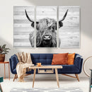 Scottish Highland Cow Cattle Art Print on Wood Background by MyGreatCanvas | Canvas Wall Art Prints | Photo Prints & Wall Decor