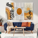 Modern Boho Sun and Leaf Abstract Art – 3-Panel Giclée