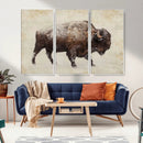 Buffalo Wall Art, Western Bison Canvas Print, Rustic Buffalo