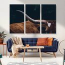 Texas Longhorn Bull Wall Art Canvas Print - Large Framed