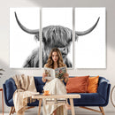 Scottish Highland Cow Cattle Art Print Wall Art Canvas Print