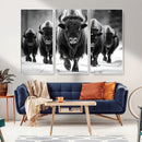 American Bison Art | Buffalo Herd Wall Art Canvas Print, BW