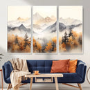 Abstract Mountain Wall Art | Misty Mountain Forest and