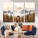 Abstract Mountain Wall Art | Misty Mountain Forest and