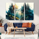 Watercolor Trees Forest Abstract Wall Art Canvas Print,