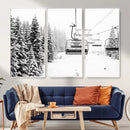 Ski Wall Art - Ski Lift Wall Art Canvas Print Snow Covered by MyGreatCanvas | Canvas Wall Art Prints | Photo Prints & Wall Decor