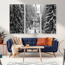 Winter Ski Lift Black and White Canvas Wall Art – Alpine