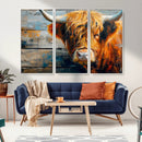Highland Cow Abstract Canvas Wall Art – Bold Farmhouse