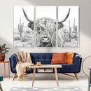 Rustic Charm | Cow Longhorn Black White Bighorn Wall Art