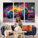 Abstract Graffiti Barbell Canvas Wall Art – Urban Fitness