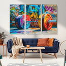 Fitness Gym Barbell Graffiti Wall Art Canvas Print
