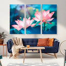 Pink Lotus Flower Canvas Wall Art | Vibrant Floral Wall