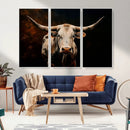 Texas Longhorn Wall Art | 3-Panel Large Texas Longhorn