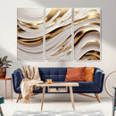Gold and White Abstract Wave Canvas – Elegant Flowing Design