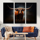 Abstract Texas Longhorn Wall Art Print | 3-Panel Large Texas by MyGreatCanvas | Canvas Wall Art Prints | Photo Prints & Wall Decor