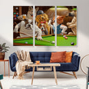 Dogs Playing Pool Canvas Wall Art Funny Gifts Dog Print