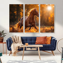 Running Horse Sunset Forest Wall Art Canvas Print