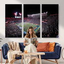 Ben Hill Griffin Stadium Night Game Triple Canvas Wall Art -