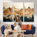 Rustic Wood Mountain Wall Art Print | Triptych Giclee Print