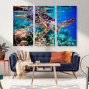 Underwater Coral Reef Sea Turtle Wall Art Canvas Print,