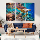 Sea Turtle Wall Art Canvas Print – Vibrant Ocean Coral Reef