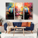 Weightlifting Barbell Art Triptych, Bold Abstract Fitness