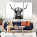 Highland Wall Art Canvas Print – Minimalist Black and White