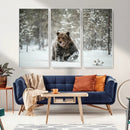Grizzly Bear Wall Art – Framed Snowy Forest Canvas Artwork, by MyGreatCanvas | Canvas Wall Art Prints | Photo Prints & Wall Decor