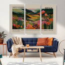 Yayoi Kusama Landscape Canvas Print, Vibrant Floral Mountain