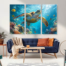 Sea Turtle Underwater Canvas Wall Art Print - Vibrant Ocean