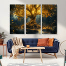 Golden Tree of Life Canvas Wall Art Print - Majestic Glowing