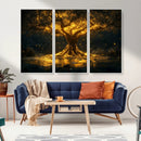 Golden Tree of Life Canvas Wall Art Print - Majestic Glowing
