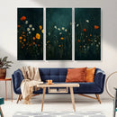 Framed Wildflower Field Wall Art, Framed Vintage Botanical
